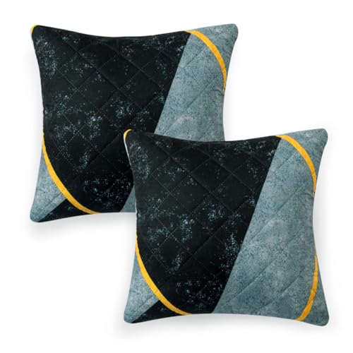 Image of HOKIPO 'Elira Series' Printed Quilted Cushion Cover for Sofa 16x16 Inches, Set of 2, Multicolor Abstract Geometry (AR-6231-C10*2)