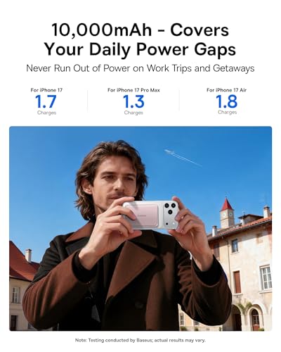 Image of Baseus Picogo Power Bank, 0.5 inch Ultra Slim 10000mAh MagSafe Portable Charger, Upgraded CCC Certified 27W Fast Charging Magnetic Battery Pack, Alloy Wireless Charger for iPhone 17 /16 /15 /14 /13 /12