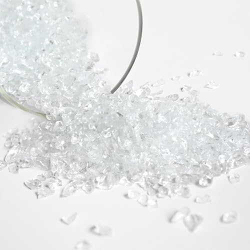 Clear Crushed Glass for Resin Art Broken Glass Pieces for Craft 1.5lb Transparent Glass for Resin Craft Art Epoxy DIY Vase Filler Making Decoration