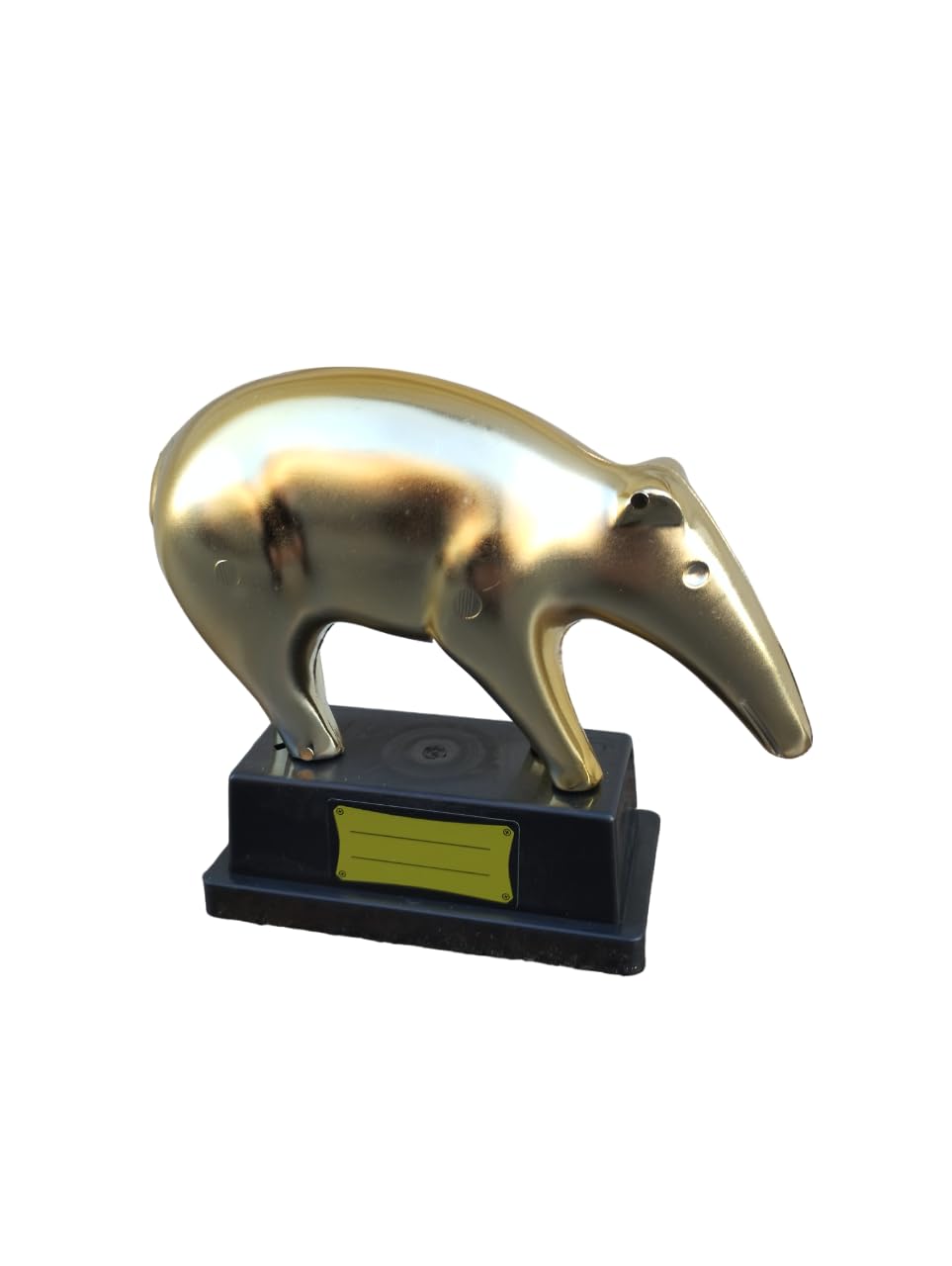 Tapiro D' Oro Trofeo personalizzabile Scherzi per Festa Compleanno Premio scherzo Statuetta oscar con dedica tapiro personalizzato Regali scherzo Divertente Con Targhetta Misura 19x17x7 cm