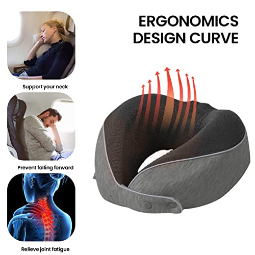 Image of HANNEA Travel Neck Pillow Memory Foam U-shape Neck Pillow for Travel, Adjustable Neck Pillow Ergonomic Neck Pillow for Sleeping, Support Head, Neck