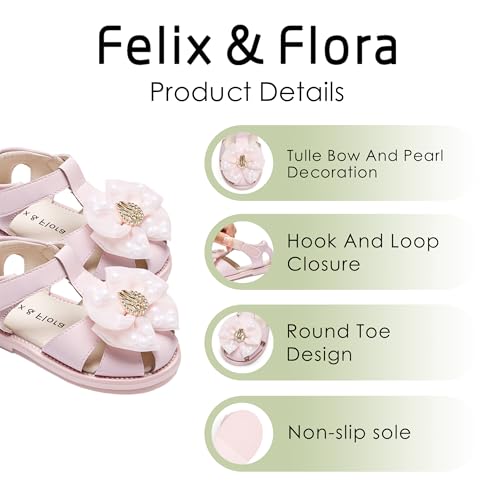 Image of Felix & Flora Toddler Girls Sandals Soft Rubber Princess Flat Shoes Flower Girl Shoes