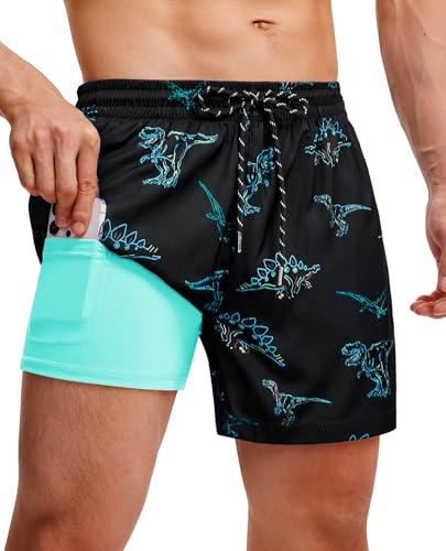 5inch Compression Swim Trunks: Mens Soft Stretchy Quick Dry Comfort Drawstring Zipper Pockets Beach Pool