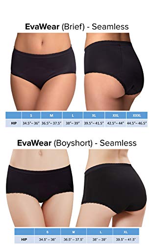 EvaWear Menstrual Period Panty, Tampon Alternative, Absorbent, Hypoallergenic, Black, Hipster, L