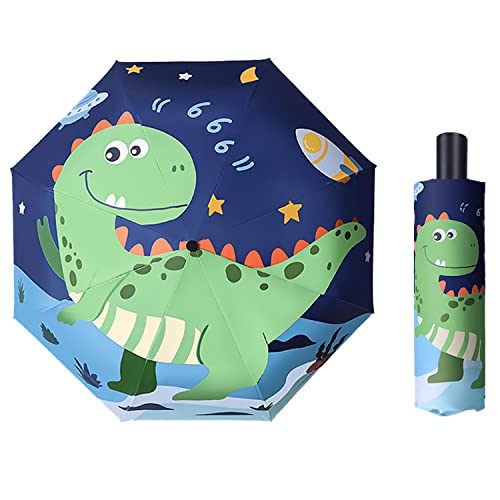 ED-Lumos Ombrello Dinosauro Bambini Ombrello pieghevole per bambini Ragazzi Ragazze Leggero Stabile Colorato Fino a 7-12...