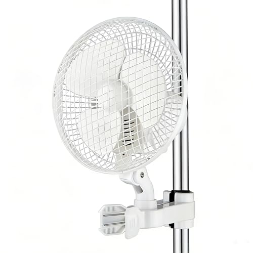 Hoyiyobi Grow Ventilator mit Clip, 20W Oszillierender Lüfter mit 2-Geschwindigkeiten, 1.5m Kabel, 20cm Durchmesser, 40dB leiser Betrieb, 2200PRM,...