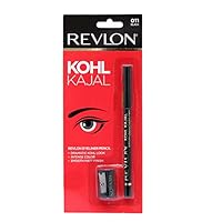 REVLON Kohl Matte Finish Kajal Eye Liner Pencil with Sharpener, Black, 1.14g