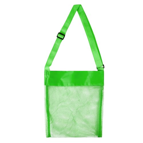 Luwint Mesh Beach Bag 10” x 11” Sea Shell Bag with Adjustable Strip Lightweight Shell Collecting Bag for Boys Girls (Green)