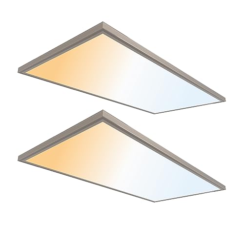 Image of UltraLux 2x4 Surface Mount Slim LED Panel Dimmable 3CCT Brushed Nickel 2Pk