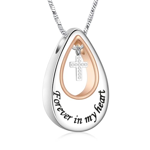 Collier funéraire pour cendres et mini croix contre le deuil pour homme et femme