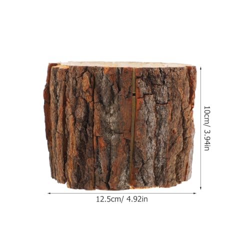 DOITOOL Tree Stump Vase Decorative Planter Pot Bark Flower Pot Wood Bucket for Plant Wood vase Rustic Creative Cactus Pots Flower 12CM by DOITOOL - Image 5