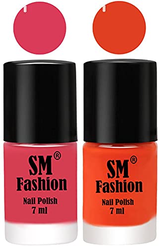 Image of Long Lasting Nail Polish | Nail Paint Combo 7 ml Each) - Set of 2 Rose-Reddish Orange