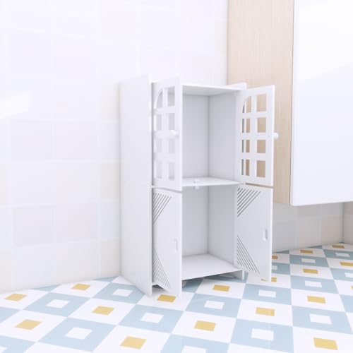 Miniatura 2 de Lantus - Mueble De Almacenamiento Para Inodoro, Armario, Estante Ajustable, Patas Resistentes Al Agua, Pequeños Espacios, Pequeño Armario De Baño Para Cuarto De Baño, Sala De Estar, 30 X 22 X 75 Cm B