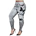 Produktbild Xniral Hohe Taille Yogahosen Imitation Denim Leggings für Damen Strecken Atmungsaktiv Leggings Slim Fit Sport Fitness Hosen(a-Grau,L)