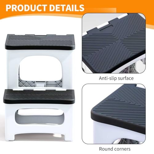 2 Step Stool Foldable, Non-Slip Steps, Folding Step Stool for Adults & Kids, Plastic Stool Pool Ladder, Collapsible Stools 2 Step Ladder for Kitchen Toilet Bedroom Office RV, Holds 330 lbs by Ahxuvan - Image 7