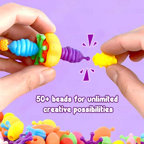 Image of Wembley Pop Beads for Girls Kid's Jewelry Making Kit DIY Bracelet Necklace Rings Craft Kits Multicolor 50+ Beads Snap Pop Art Jewellery Set Ideal for Birthday Gifts