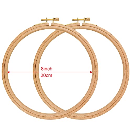 8'' Wooden Embroidery Hoops - 2Pcs 20Cm Cross Stitch Hoops Frames For Embroidery Display, Nice Embroidery Frame Decorative Hanging Circle Hoop Ring For Craft Sewing #TOP1