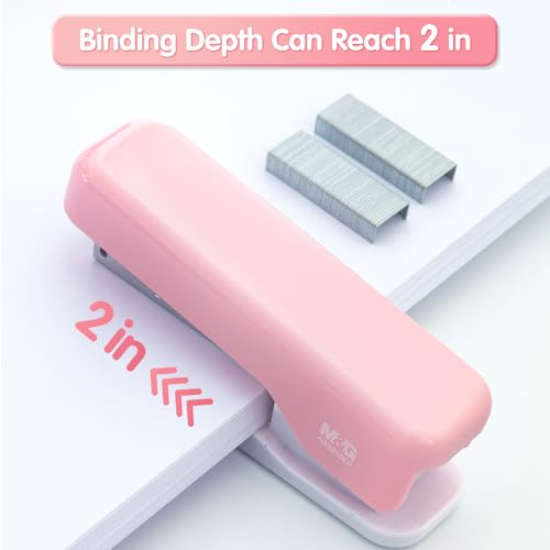Image of M&G Desktop Stapler, Basic Office Stapler with 1000 Staples, 20 Sheet Capacity, Portable Small Desk Staplers for School Home Office (Pink)