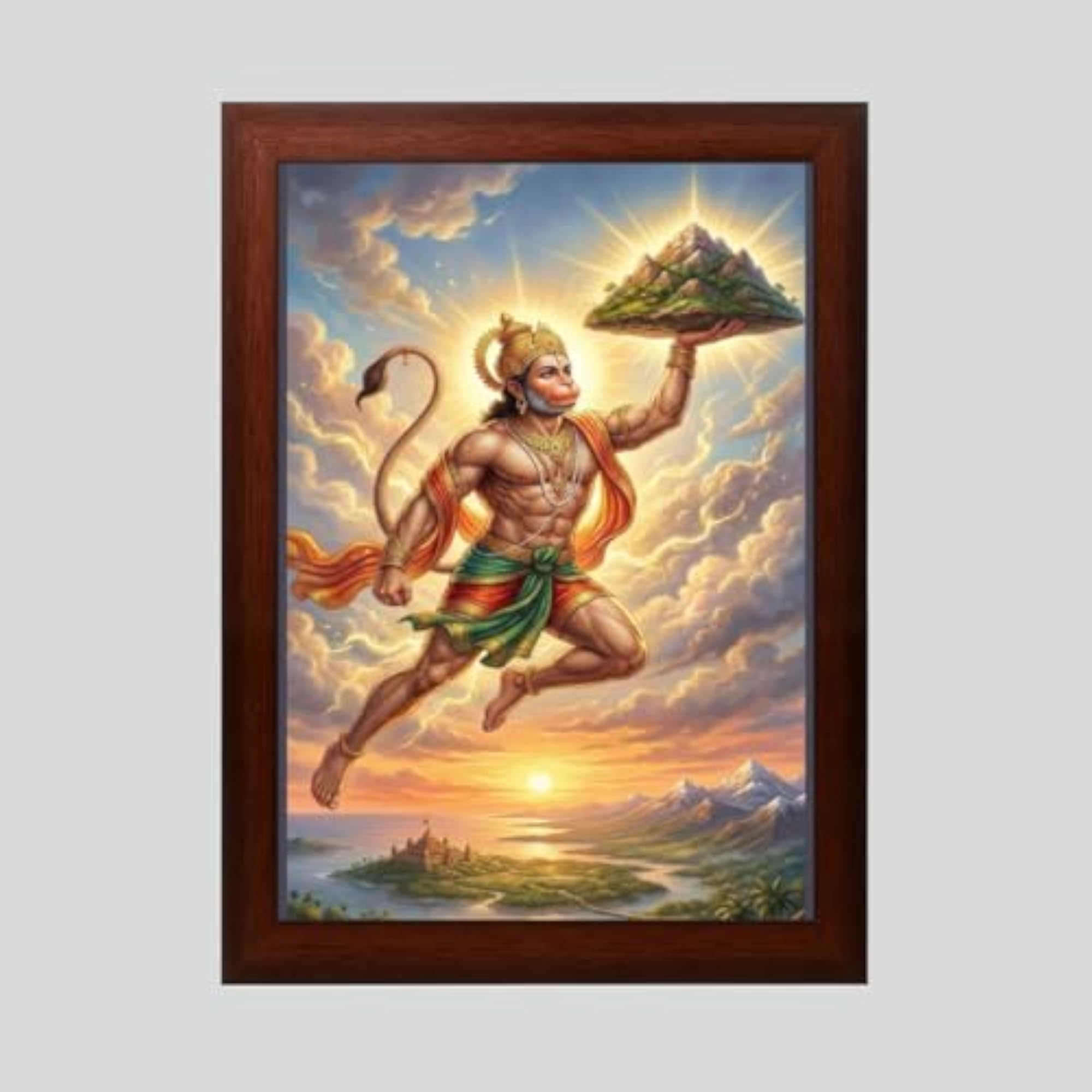 Hanuman Carrying the Sanjeevani Mountain Wall Art