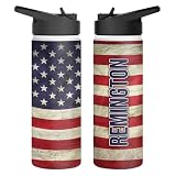 winorax Personalized American Flag Water Bottle Stainless Steel Insulated Tumblers Coffee Travel Sport Bottle Cup USA America Flags Birthday Christmas Gifts For Men Women Kids
