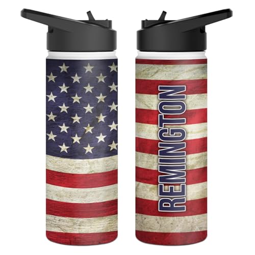 winorax Personalized American Flag Water Bottle Stainless Steel Insulated Tumblers Coffee Travel Sport Bottle Cup USA America Flags Birthday Christmas Gifts For Men Women Kids