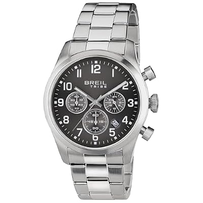 Breil, Collezione Classic Elegance, Orologio Uomo, Cronografo in Acciaio, Quadrante Gun con Effetto Sun Ray, Resistente all'Acqua, Lunghezza Cinturino Regolabile 15.5 - 21 cm, Silver
