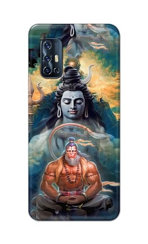 Image of PRINTFIDAA Printed Hard Back Cover Case for Vivo V17 Back Cover (Lord Shiva and Hanuma) -112