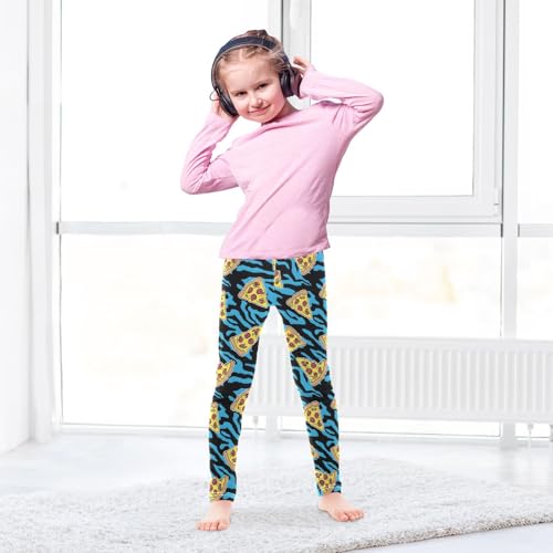 ALAZA Girls' Leggings Children's Yoga Pants Skinny Printed Dance Blue Tiger Pizza Stripe Comfortable 4T3