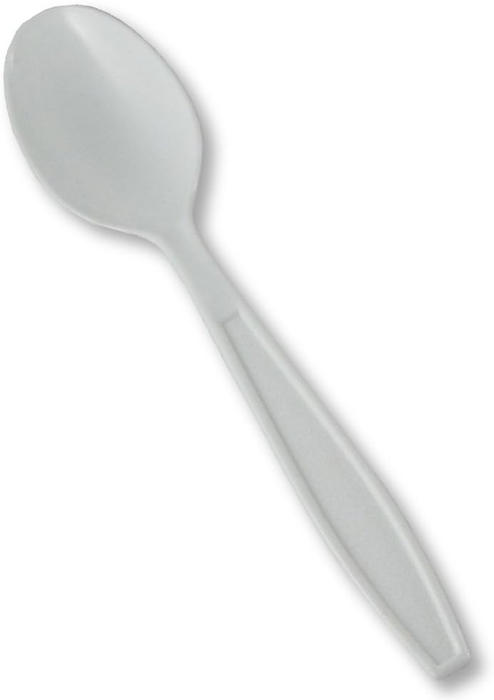 Karat U2033W 6.1" PP Extra-Heavy Weight Disposable Teaspoon, White (Pack of 1000)