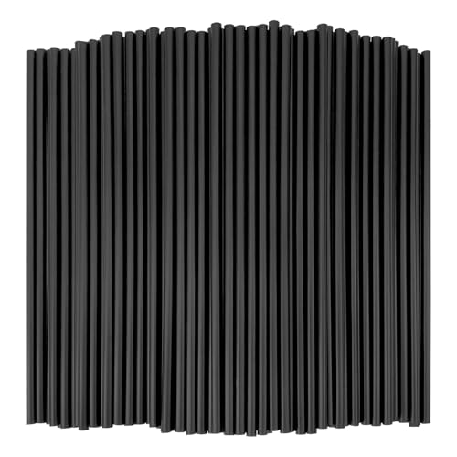 KTOJOY 300 Pcs Disposable Drinking Plastic Straws 8.26 Long 0.23 Diameter Black