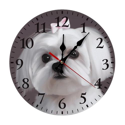 Reloj de pared analógico redondo de madera de 10 pulgadas miniatura 1