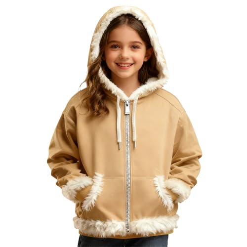 Sweat à capuche Noël fille veste zippée avec bordure pelucheuse
