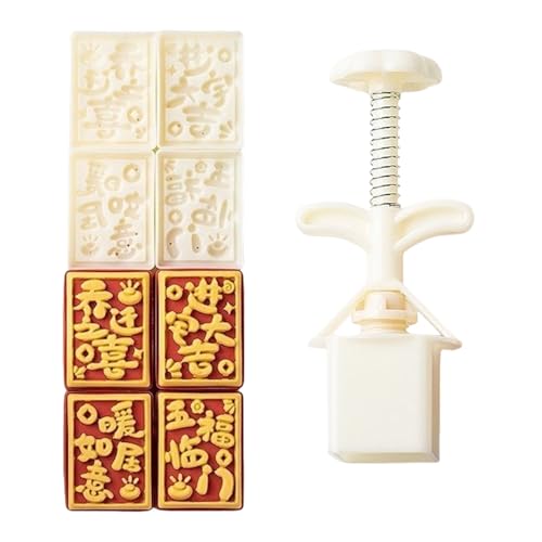 Molde para tartas de luna con 4 sellos, plástico ABS, presión manual, repostería temática de inauguración de la casa, para entusiastas de la repostería