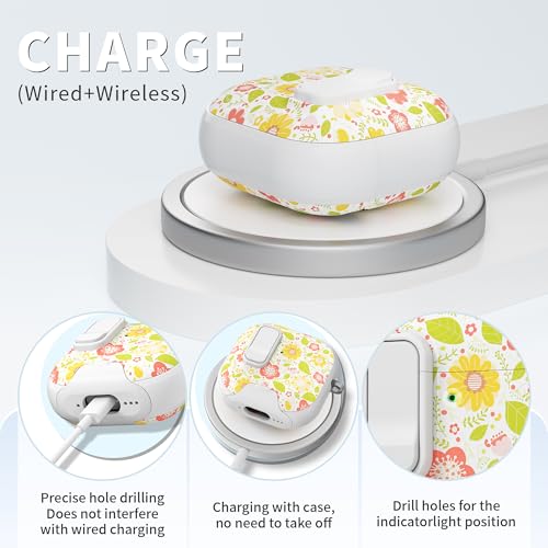 Image of for AirPods 4 Case with Safty Lock & Phone Stand,Cute Floral Pattern Style