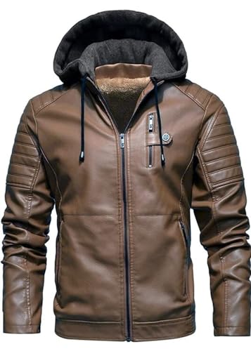 Image of Blaq Ash Men's Faux Leather Hooded Motorcycle Jacket