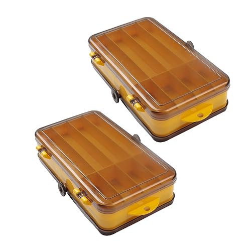 Mipcase 2Pcs Portable Fishing Lure Box Double Sided Transparent Storage Case for Hook Baits Tackle Organization for Saltwater Freshwater Fishing Color