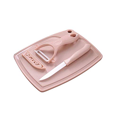 SYGA Ceramic Fruit Knife Sets Paring Knives Chopping Boards Fruits Peeler 3PCS Suits Kitchen Cooking Vegetable Ceramic Knife Tools_Pink