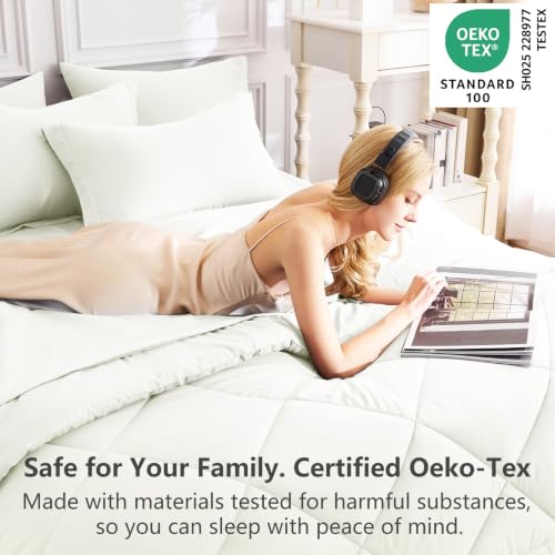 Image of CozyLux Full Size Comforter Sets Ivory - 7 Pieces Bed in a Bag Full, Luxury Soft Bed Set for All Seasons, Bedding Set with Down Alternative Comforter, Sheets, Pillowcases & Shams