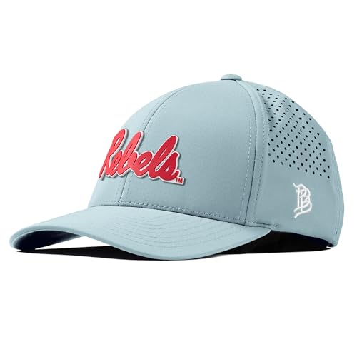 Branded Bills Officially Licensed x Mississippi Old Miss Rebels Sky Blue Curved Performance Ole Miss Crimson Rebels PVC