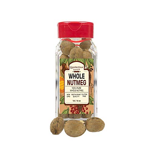 Whole Nutmeg, 16 oz Shaker Jar, by Unpretentious Baker, Gluten Free, Reusable Plastic