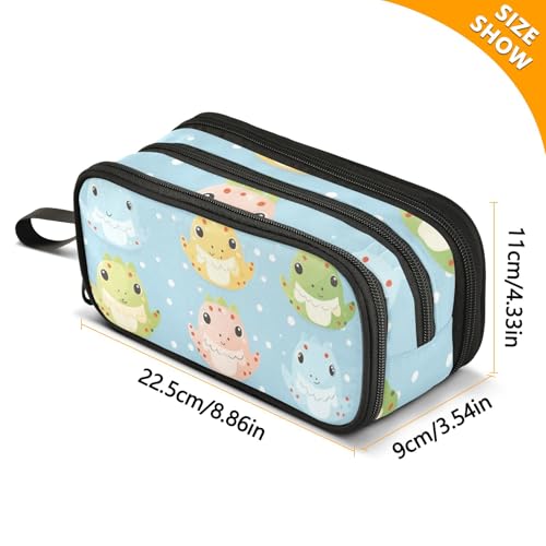 Small Dinosaur Baby Pencil Case for Boys Girls, Large Capacity Pen Bag 3 Compartment Pencil Pouch Students Stationery Organizer Marker Case for School Office Work - Image 3