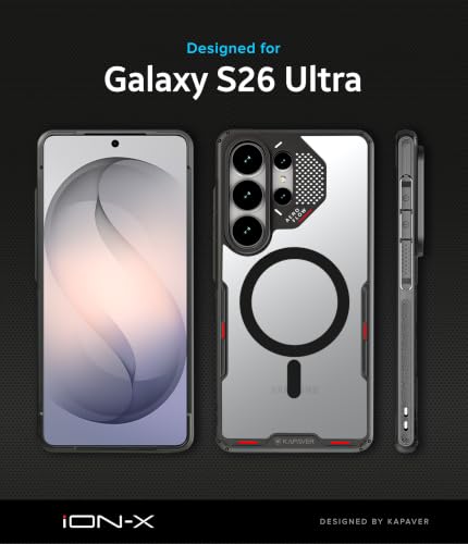 Image of KAPAVER iON-X Magnetic Back Cover Case Compatible with Samsung Galaxy S26 Ultra (TPU + Poly Carbonate | Smoke Black)