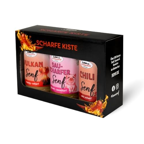 Senf Geschenkset - Scharfe Kiste, Set mit 3 Artikeln