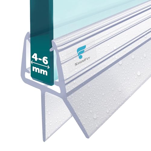 shinfly Shower Screen Seal Strip for 4-6mm Glass, Shower Door Seal Strip for Straight Glass Up to 12mm Gap, Perfectly Transparent for Bathroom Doors with 90cm