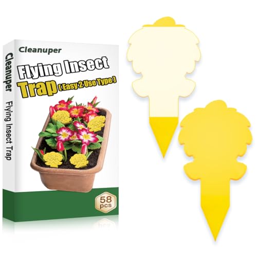 Image of 58 Pack Yellow Sticky Gnat Traps for Plants - Fungus Gnat Killer, Fruit Fly Traps for Indoors, Gnat Sticky Traps for Plants, Family Friendly Design, Ice Cream Shape