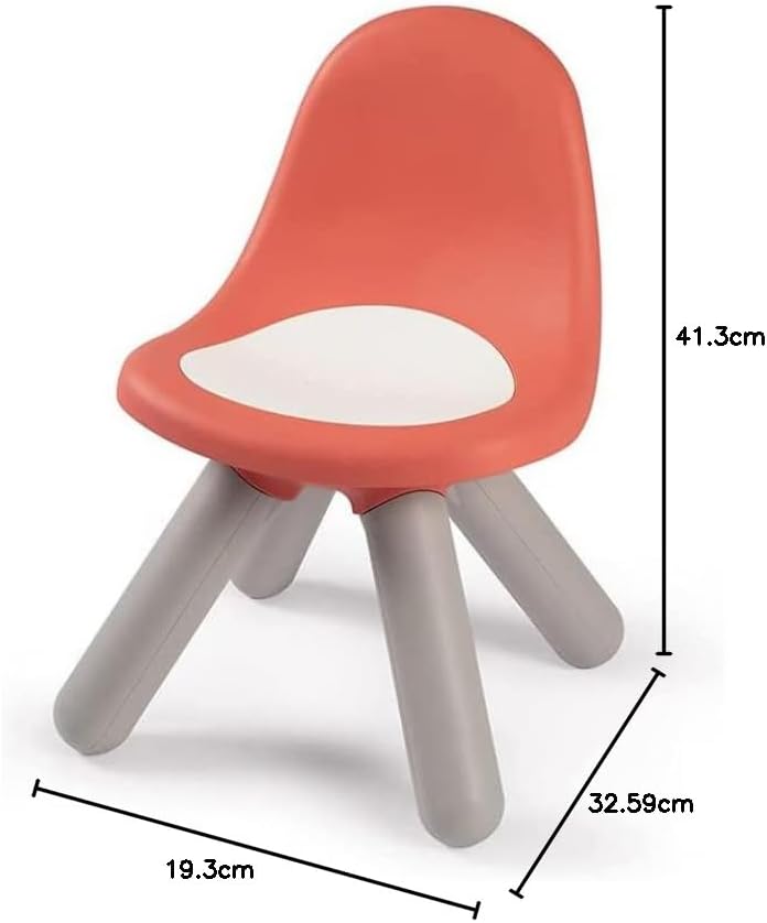 A single red Smoby kids chair with dimensions labeled: 41.3cm height, 32.59cm depth, 19.3cm width.