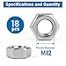 Vmuter Hex Nuts, 18 Pack M12 304 (A2-70) Stainless Steel Hardware Nuts,Standard Inch Coarse Thread Nuts