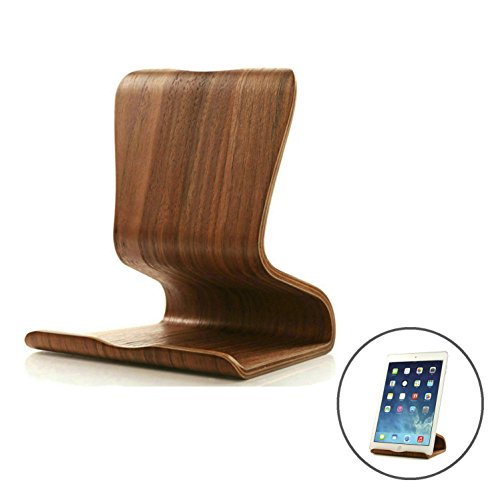 GuDoQi Support de Bureau Bois de Noyer Pur Support Universel pour Smartphones et Tablettes PC