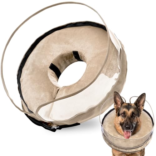 Image of BARKLESS Dog Cone, Inflatable Dog Cone After Surgery for Large Breeds, Soft Surgery Collar with Enhanced Anti-Licking Guard Shield for Pets, Patented Protective Donut Collar