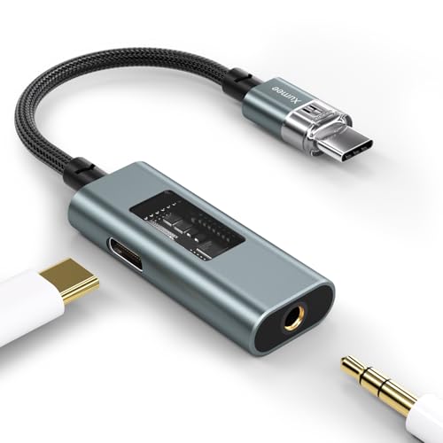 Xumee USB C to 3.5mm Audio Adapter and Charger (Hi-Res 32bit/384kHz,60W PD) 2 in 1 USB-C to Headphone Jack Aux Dongle for iPhone 16/15 Pro Max,Galaxy S25 Ultra S24, Pixel 8 and More